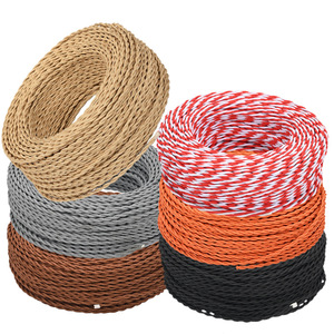 2x0, 5mm ² đèn cầu thang tủ đèn dây xoắn đôi bằng đồng nguyên chất dây nối dài dây màu nâu trắng sọc - Product Image 5