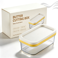 Organisateur de cuisine : Beurrier en ABS avec coupe-beurre, trancheuse en acier inoxydable, boîte de rangement pour beurre, boîte de conservation pour fromage, boîte de rangement alimentaire