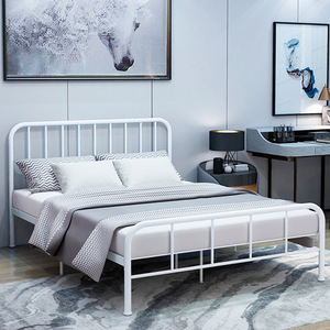 Dormitory Construction Single Tier Coated Pipe Manufacturers Sell Metal <b>Bed</b> <b>Frame</b> Type <b>Platform</b> Bedroom Furniture <b>Bed</b> King-size - Product Image 3