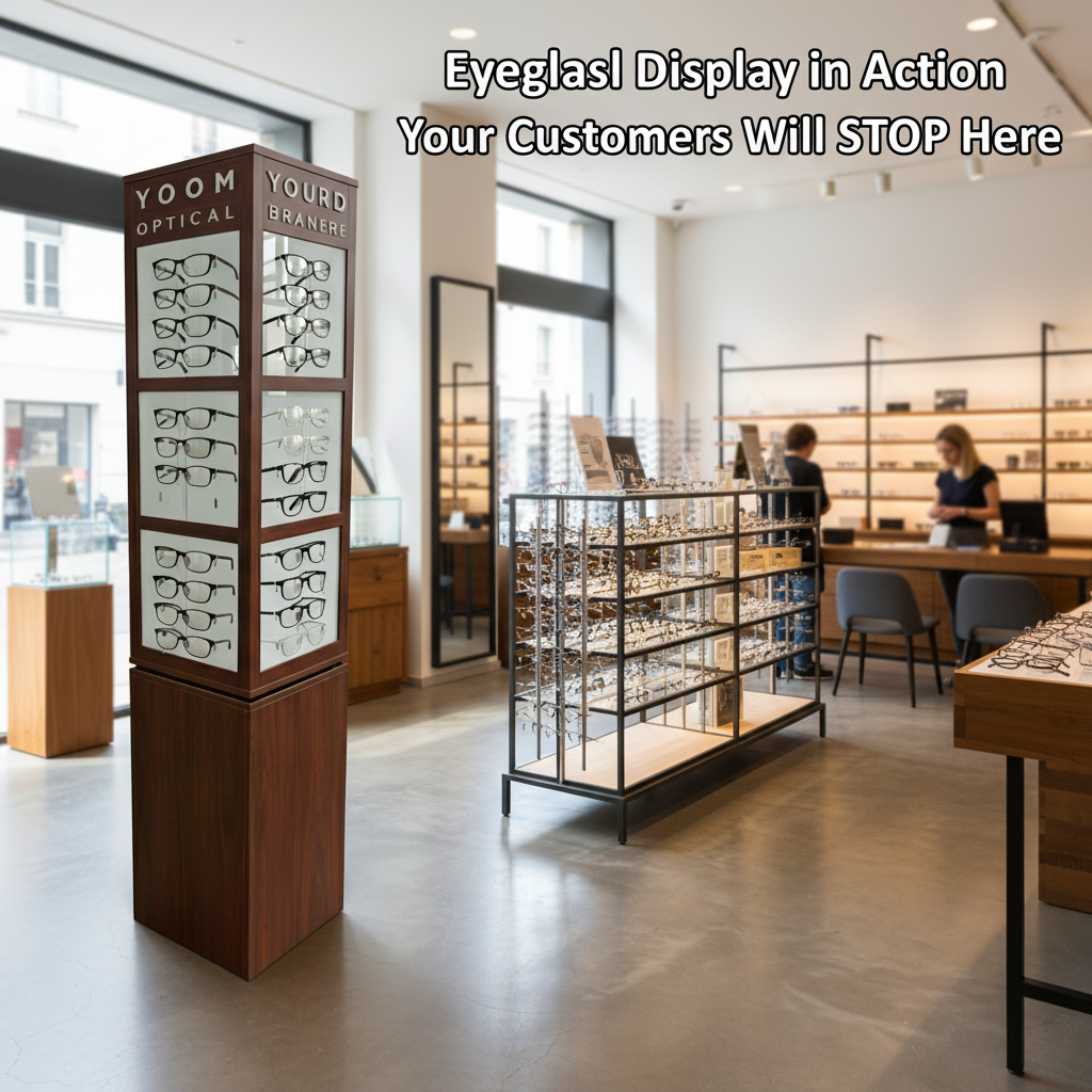 Custom Wooden 4-sides Rotating Sunglasses Display Stand Holders Spectacle Eyeglass Accessory Stand for Retail Store — view 2