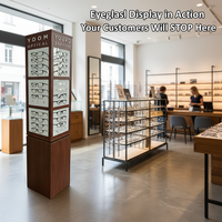 Support de présentation rotatif en bois personnalisé à 4 faces pour lunettes de soleil, présentoir d'accessoires pour lunettes de vue pour magasin de détail