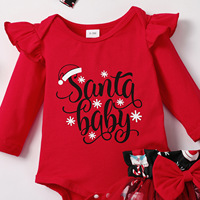 Ensemble trois pièces en coton anti-bactérien pour bébés filles, robe de Noël Harper, automne-hiver
