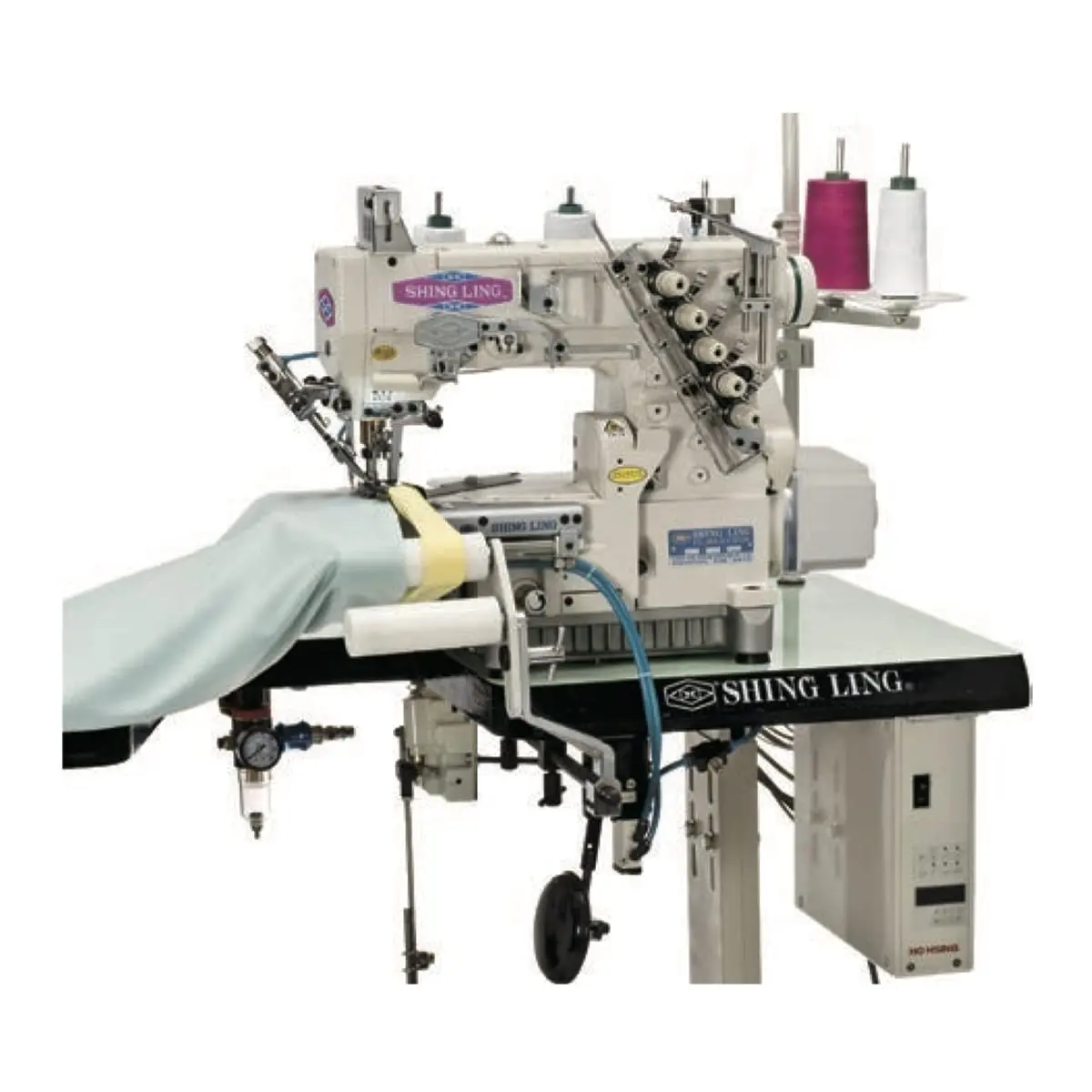 Shing Ling VG-888A-L300/AST Elastic Waist Band Attaching Machine with Pneumatic Top and Under Thread Trimmer