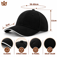 Casquette de baseball structurée à 6 panneaux avec logo personnalisé, couleur unie, broderie 3D, visière incurvée, vente en gros, OEM, ODM, marque privée, en stock