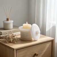 Pot à bougie en onyx de luxe, porte-bougie en marbre de jade naturel, conteneur de rangement pour bijoux, pour la décoration de la maison et des hôtels