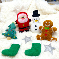 Ensemble de jouets de Noël en peluche couineurs pour chiens et chats, thèmes Père Noël, Sapin, Bonhomme de neige, Pain d'épices, pour chiots et chatons, à mâcher, 4 modèles, 60g