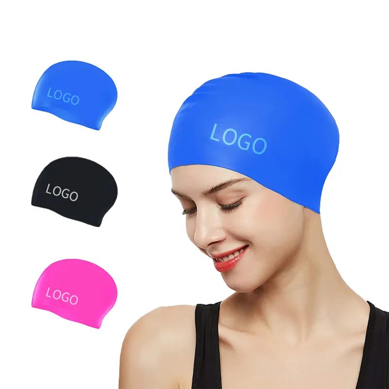 Custom Design Swim Caps Print OEM Logo Style Color Kids Swimming Hat Adults Silicone Swim Cap