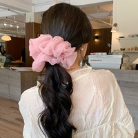 Scrunchies extra larges en dentelle douce et en organza de haute qualité pour cheveux, vente en gros d'accessoires pour cheveux coréens, élastiques pour cheveux