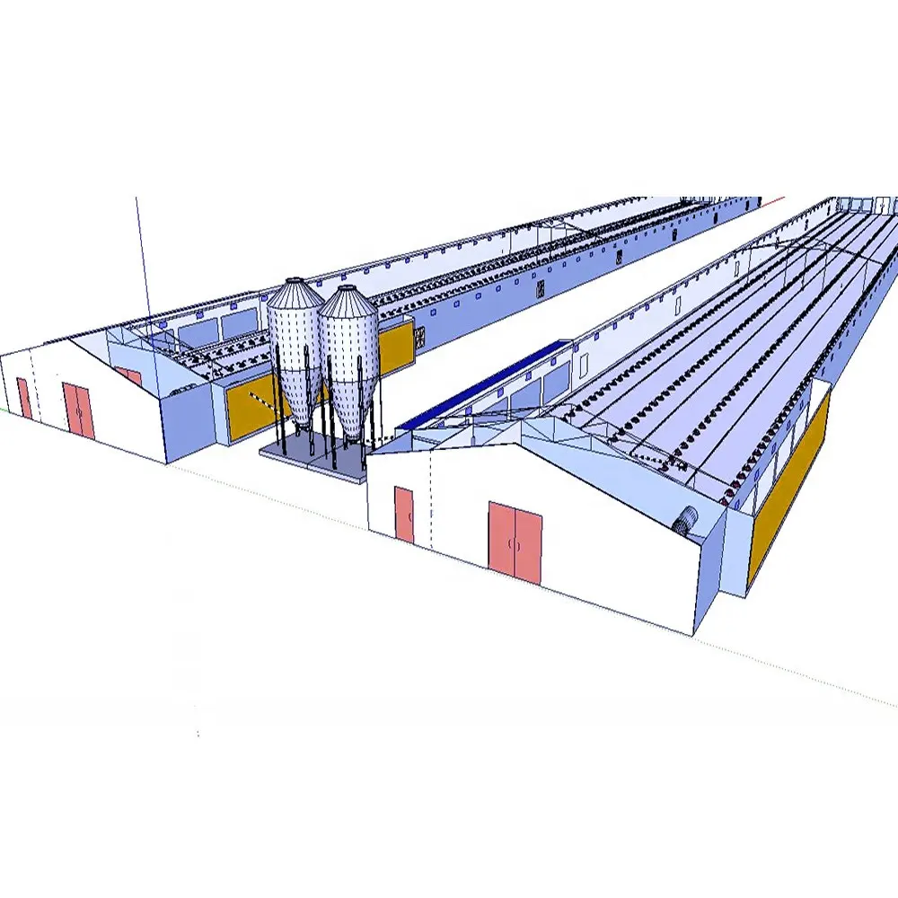 가벼운 강철 구조 치킨 하우스 디자인 가금류 농장