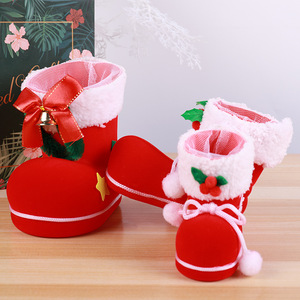 Bottes <span class=keywords><strong>de</strong></span> Noël en velours floqué brodées, mini sacs cadeaux créatifs, sequins et bonbons, décorations <span class=keywords><strong>de</strong></span> Noël en gros - Product Image 2