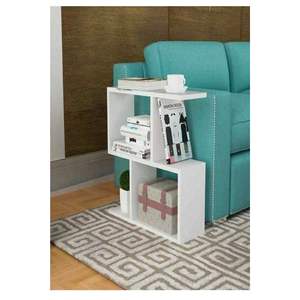 Mesa de Centro Modular Blanca Moderna Delfina con Librero Lateral para Sala de Estar u Oficina, Muebles para el Hogar - Product Image 4