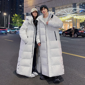 Doudoune pour hommes longueur cheville avec logo personnalisé Doudoune longue blanche en duvet de canard Parka pour couples - Product Image 3