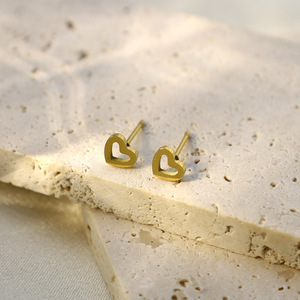Mini Heart Stud Earrings Stainless Steel Hollow Geometric Fashion Earrings For Women Gift - Product Image 1