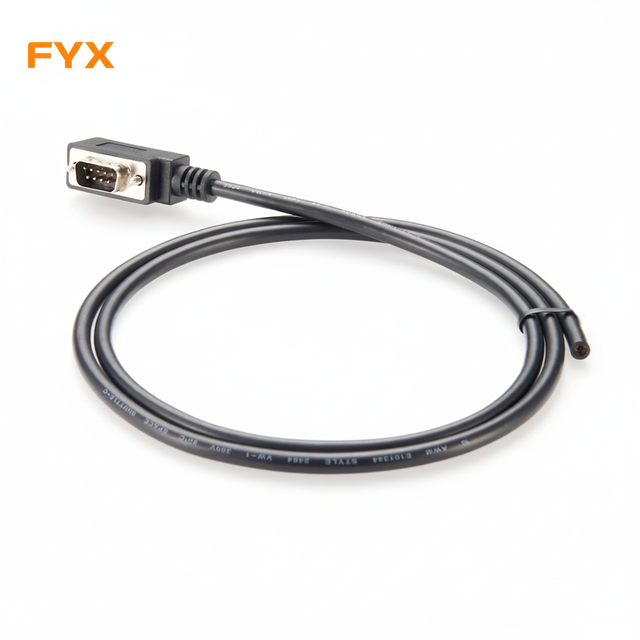Premier Cable Slim Fit Right-Angle 4-Pin DB9 Male Single Open End Serial Cable Low Profile RS232 Cable 1m Pure Copper Conductor