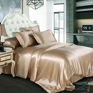 Set biancheria da letto copriletto stampato tinta unita Color cammello stile attraente, trapunta in seta ecologica