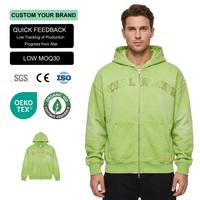 Sweat-shirt à capuche zippé pour homme 100 % coton écologique, motif lettre brodé, coupe décontractée oversize, en molleton, idéal pour l'automne