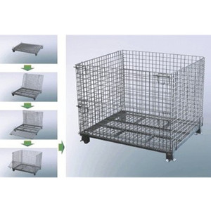 מגולוון פלדה תעשייתי רשת מיכל תיל <span class=keywords><strong>stackable</strong></span> חוט אחסון כלוב מזרן עבור מחסן חיות מחמד - Product Image 6