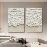Toile peinte à la main, art texturé en relief 3D, paysage océanique, décoration murale pour salon, décoration minimaliste moderne pour la maison