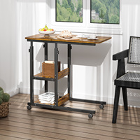 Mesa Auxiliar Multifuncional de Madera Plegable para Sala de Estar, Ajustable en Altura, con Almacenamiento Móvil y Cerradura