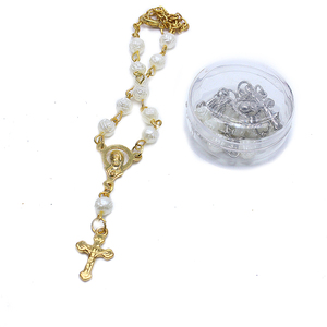 Ouro e prata banhado Rosário Colar com pérola Beads Maria Crucifixo Pingentes Igreja Católica Oração Presente para aniversários - Product Image 5