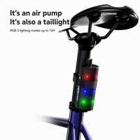 Pompe à air électrique CYCLAMI AM9 Pro Mini 130 PSI 126 g, pompe à vélo avec feu arrière 2 en 1, type C rechargeable, gonfleur de vélo