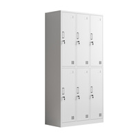 Armoire métallique à 6 portes verrouillable, casier de vestiaire en acier, armoire à chaussures pour école, hôpital, dortoir, bureau, salle de sport, studio de yoga