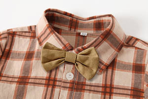 Nouvel ensemble de vêtements formels en jean à coutures robustes pour nouveau-né, personnalisable, avec pantalon boutonné pour garçons, vente en gros - Product Image 3