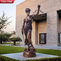 YOUFINE célèbre déesse de coulée grandeur nature classique Bronze bandeau dame Justice avec écailles et statue d'épée