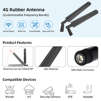 Antenne Omnidirectionnelle Pliable 4G LTE 700-2700MHz 8dBi à Haut Gain avec Connecteur SMA Mâle pour Routeur et Modem