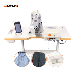 Machine à coudre textile SOMAX SM-18-3 facile à utiliser pour la codification de cordons de ceinture de sweat-shirts, machine à coudre à points de recouvrement pour motifs de vêtements - Product Image 4