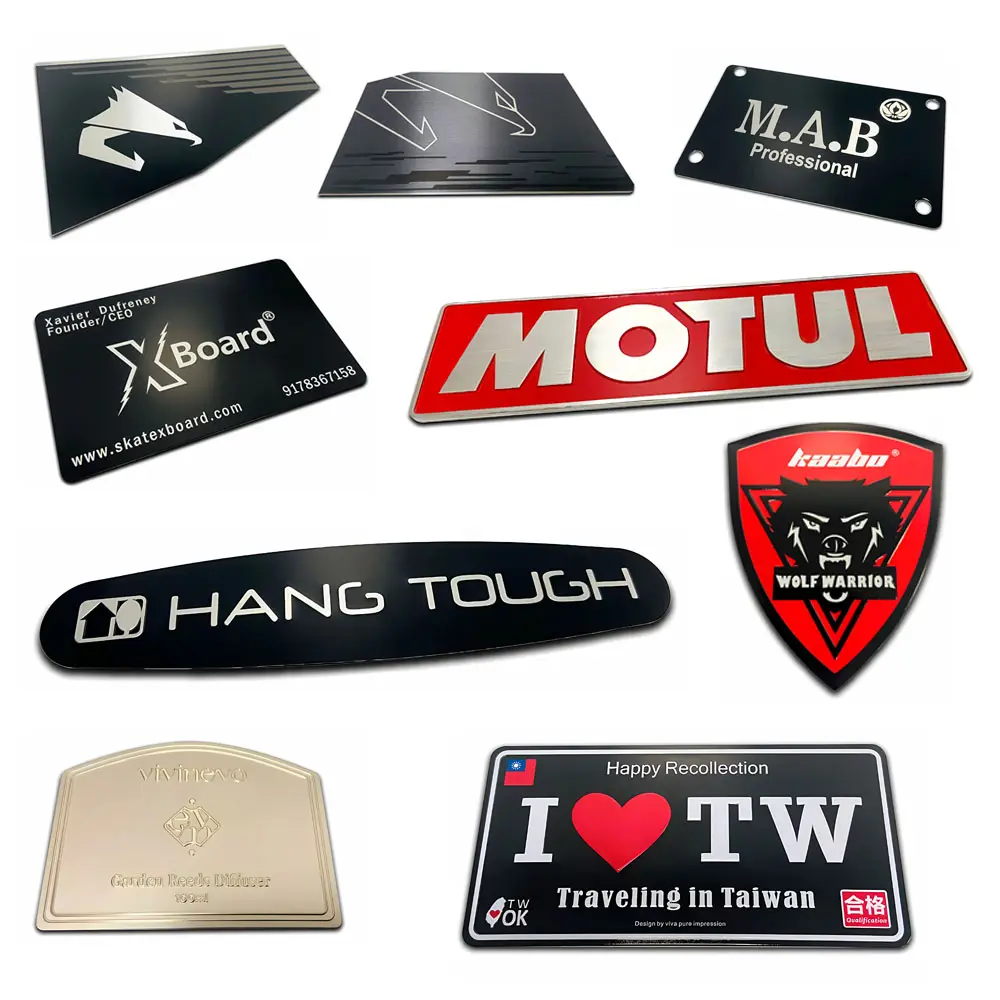 Custom Metal embossed Nameplate Maker Metal Tag Nameplate Signs For T-shirt Bag Shoes Cars printing metal signs