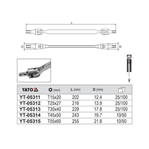 ยาโต ประแจปรับได้สองหัว รูปดาว เมตริก เหล็กโครเมียมวาเนเดียม เกรดอุตสาหกรรม YT 05311 - Product Image 2