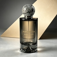 Flacon de parfum en verre gris fumé haut de gamme de 30 ml, 50 ml, 100 ml, avec bouchon sphérique en marbre et gravure de logo personnalisée, vente en gros