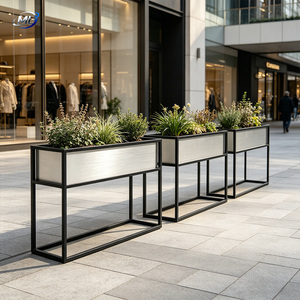 Jardinières modernes en aluminium ML, pots de fleurs carrés minimalistes pour l'extérieur avec finition thermolaquée pour la verdure des centres commerciaux - Product Image 3