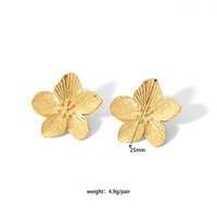 Anting-anting bunga Stainless Steel, mode trendi Retro berlapis emas Vintage desain berongga