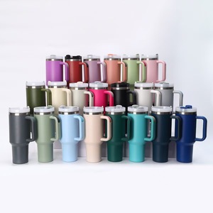 2025 New Popular 40oz Insulated Double Wall Stainless Steel Tumbler Cup With Handle Straw Lid-for Travel