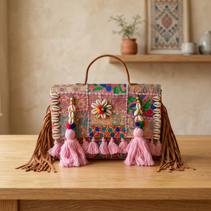 Sacs à main légers en cuir véritable à la mode pour femmes, design traditionnel indien, sangle de taille amovible, capacité 3L+ - Product Image 4