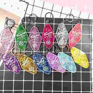 <b>Custom</b> logo Promotional Blank Plastic Retro Vintage Motel Hotel Room <b>Keychain</b> - Product Image 3