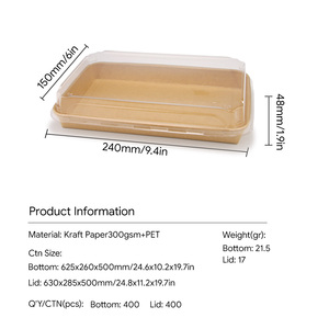 Food Grade Kraft Paper Sushi <b>Box</b> With Clear PET Transparent Lid Disposable Waterproof Oilproof Takeaway Sushi Packaging <b>Box</b> - Product Image 2