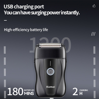 Rasoir électrique Kemei Km-t227, couleur noire pure, 5 W, 1800 mAh, puissance élevée, 8000 tr/min, rasoir à barbe pour homme super rapide, mouvement alternatif