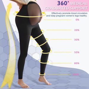 Collants de compression personnalisés pour femmes enceintes, grande taille, 20-30 mmHg, collants de compression de maternité, leggings à bout ouvert pour femmes - Product Image 5