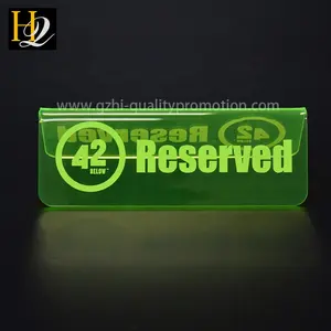 Double Sides Fluorescent Green Acrylic Reserved Table Sign Holders