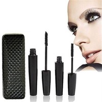 Set Maskara bulu mata serat 3D hitam tahan air maskara ekstensi bulu mata serat alami 3D