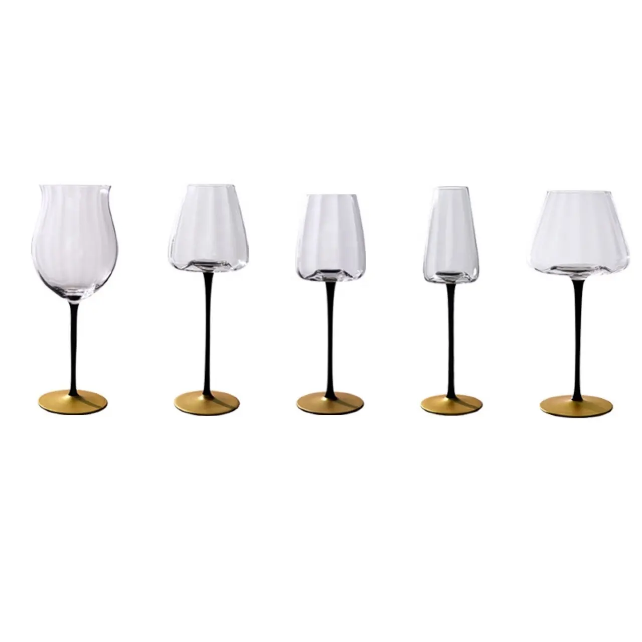 Black Match Gold Crystal Glass Wine Glass Upscale Light Luxury Wind Champagne Cup Household Tall Glass