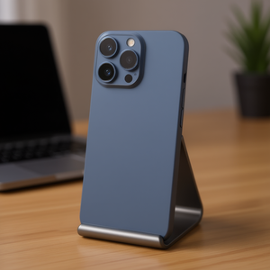 Carcasa Trasera con Soporte Metálico y Lente para iPhone 15 Pro Azul - Product Image 3