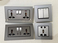 Interrupteur mural électrique à cadre en verre trempé 220-250V 2 voies, design moderne, norme britannique 13A/16A, prise universelle USB Type-C