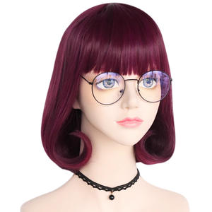 Peluca Corta de Cosplay <span class=keywords><strong>Velma</strong></span> Naranja Marrón para Personaje, Flequillo Recto, Rizado hacia Adentro, Cabello Sintético Transparente, Pequeña, 130% de Densidad - Product Image 3