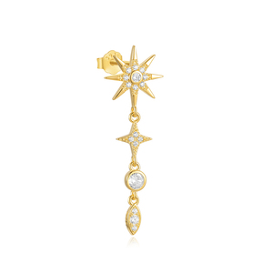 Nouvelles boucles d'oreilles de luxe 2024 en argent 925 plaqué or 18 carats, étoile à huit branches, simples, pour femmes - Product Image 2
