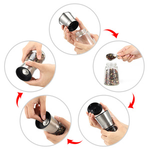 Premium Eco-Friendly Stainless Steel Glass Spice <b>Grinder</b> Set Metal Lid Adjustable Ceramic Mill Modern Design Freshness - Product Image 5