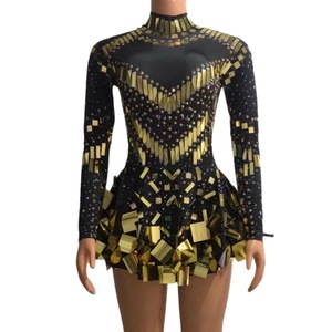 Sexy gonna da ballo latino manica lunga con strass senza schiena e paillettes Jazz Samba Rumba Tango Salsa da <span class=keywords><strong>donna</strong></span> - Product Image 5